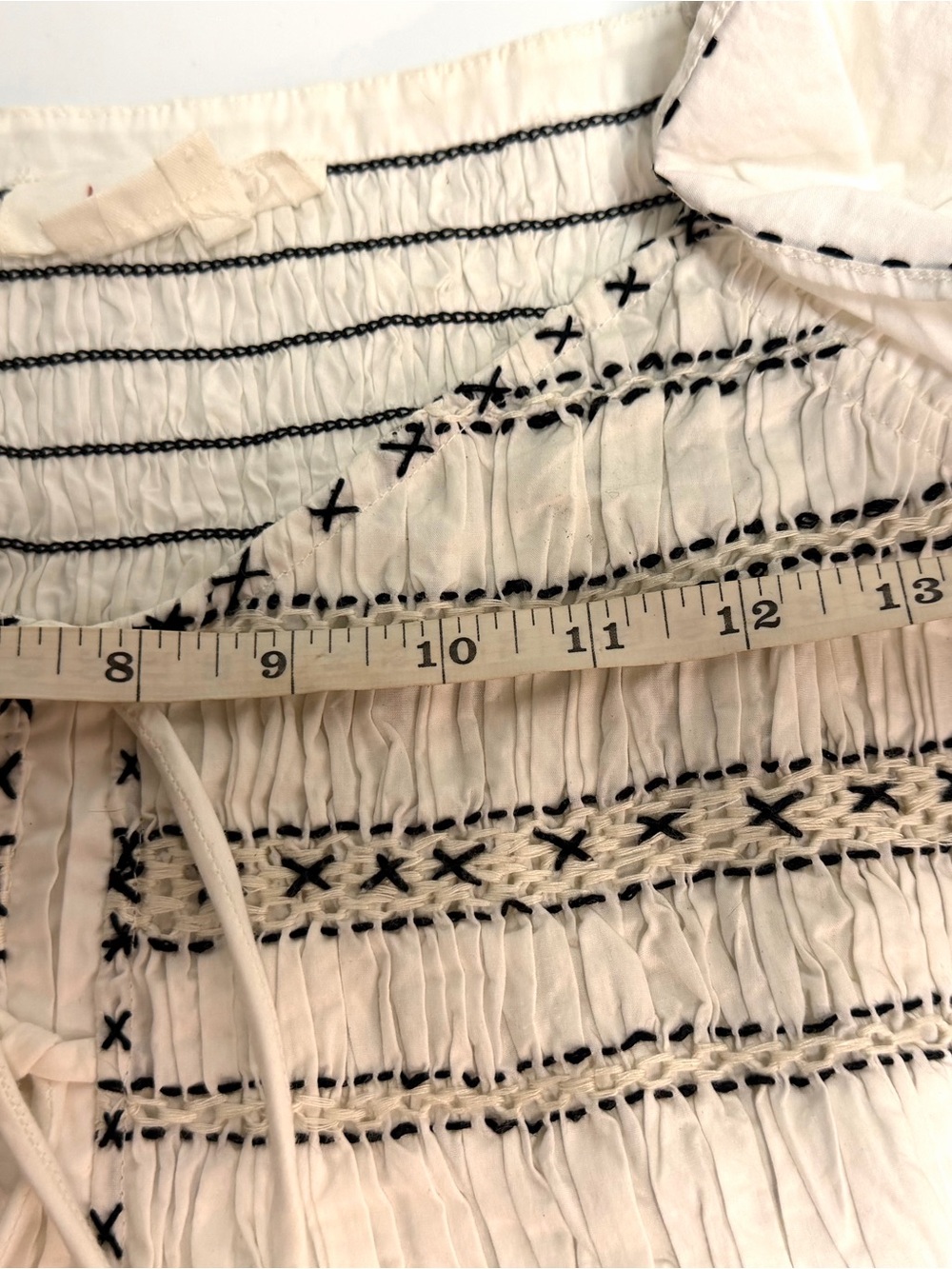 Anthropologie White Smocked
Embroidered Puff Sleeve Crop Top S - Picture 7 of 13